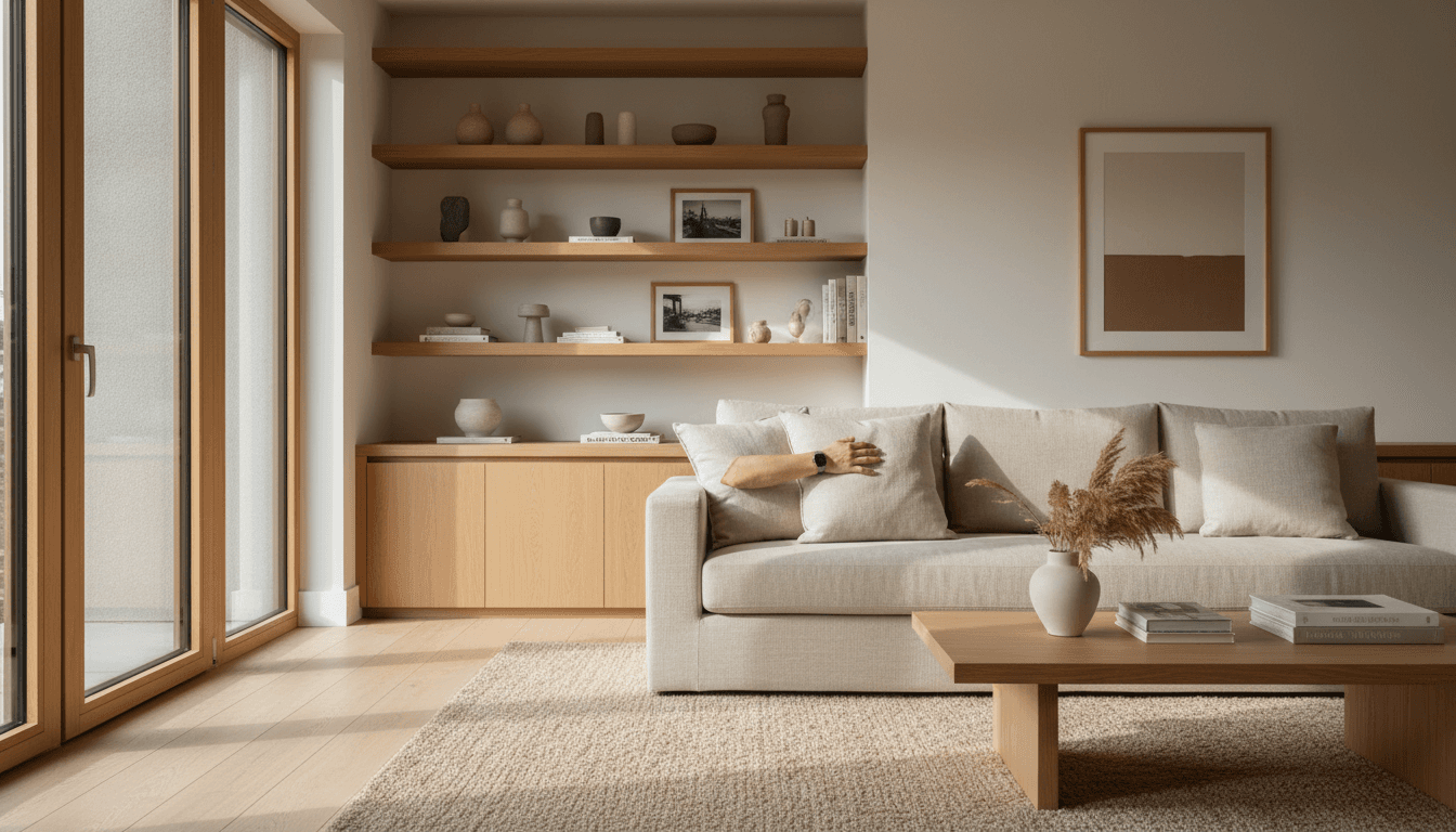 Renovated living room with hardwood floors and fresh finishes