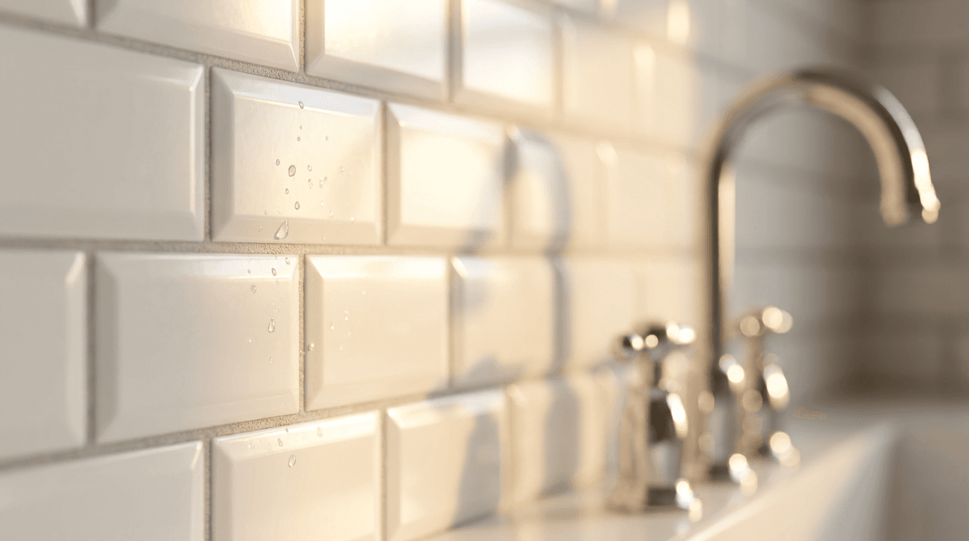 Renovated kitchen with white subway tile backsplash and warm wood cabinetry