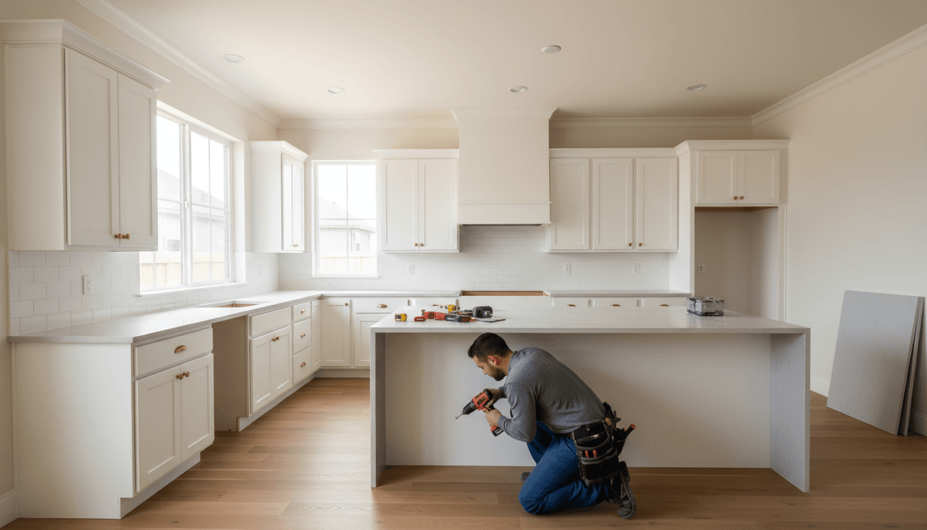 Modern kitchen renovation with new cabinetry and finishes