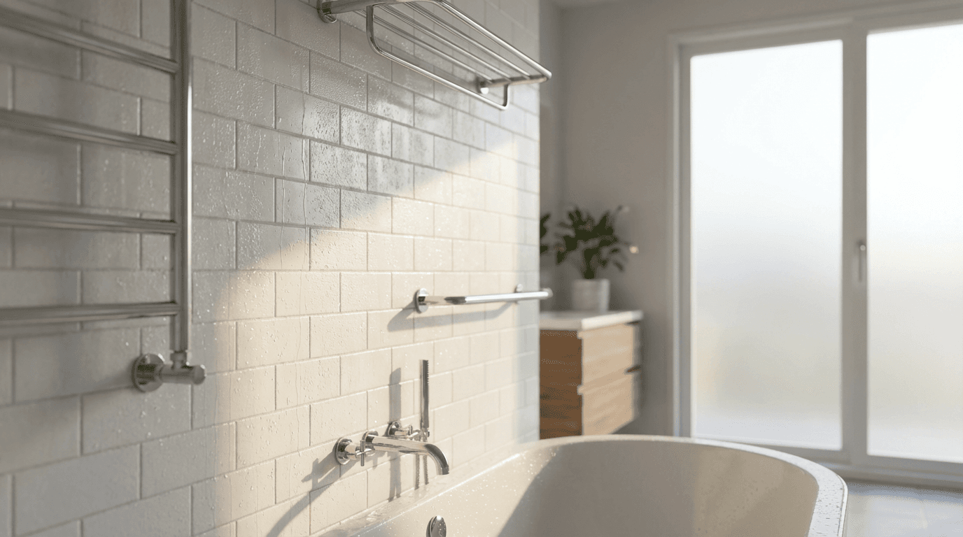 Modern renovated bathroom with tiled shower and updated fixtures
